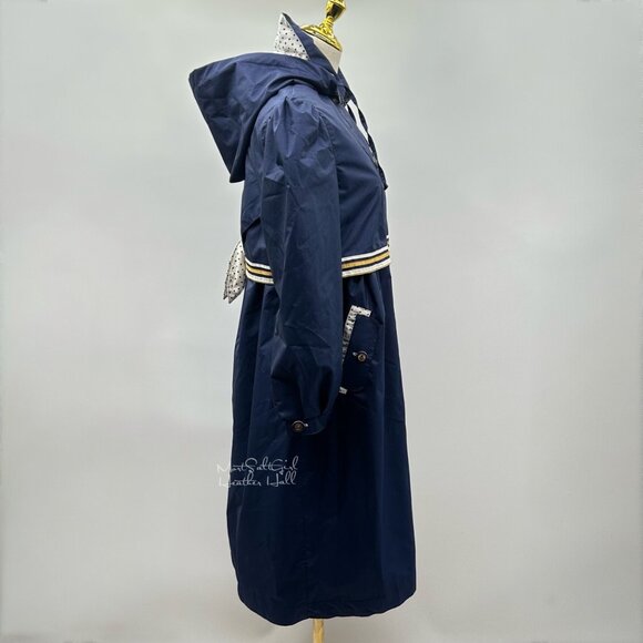 Vintage Rothschild Navy Hooded Double-Breasted Formal Rain Coat Size 14 Girl - Picture 4 of 8